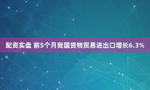 配资实盘 前5个月我国货物贸易进出口增长6.3%